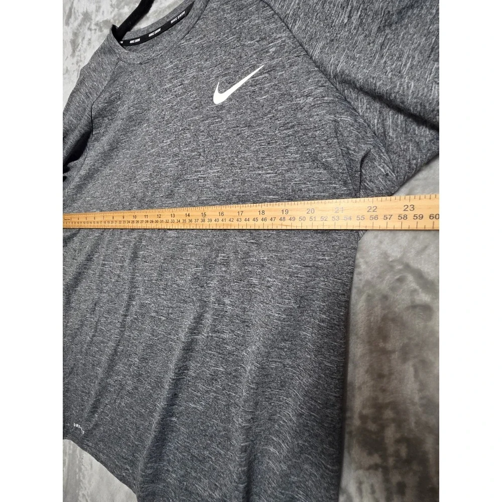 Nike Swim Mens Dri-FIT Long Sleeve Heathered Gray UPF 40+ Rash Guard L